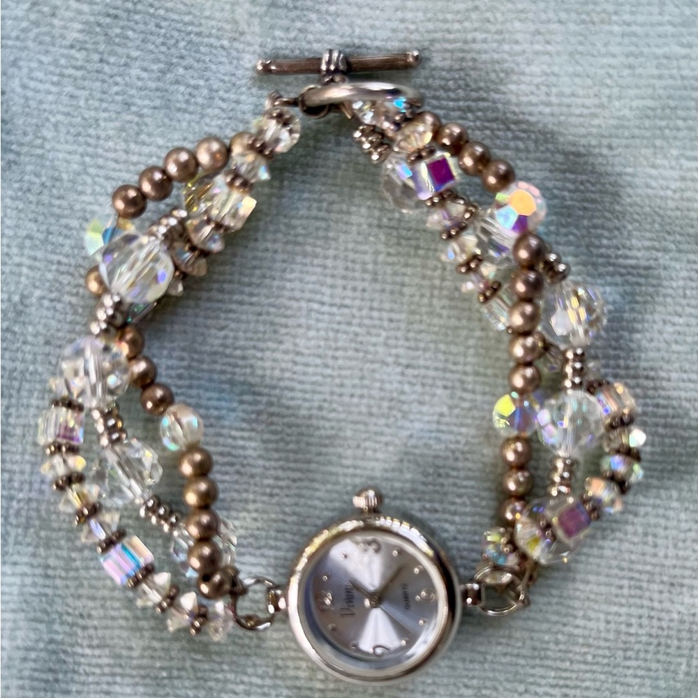 Vintage Vivian’s Silver, Crystal and Gold Beaded Women's Watch